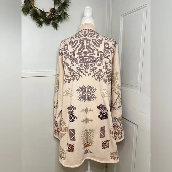 Johnny Was Biya Fenella Embroidered Open Front Cardigan Sweater in Alabaster - Picture 8 of 15
